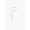 Balmain T-SHIRT T-shirt bianca in cotone con logo Balmain Paris dorato