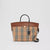 Society bag with vintage check and leather finishes