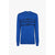 Pullover blu elettrico in lana con logo Balmain Paris nero