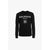 Black wool pullover with embroidered white balmain logo